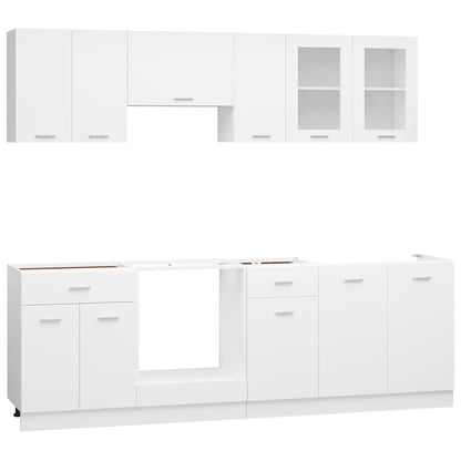Set Armadi da Cucina 8 pz Lyon Bianco in Legno Multistrato