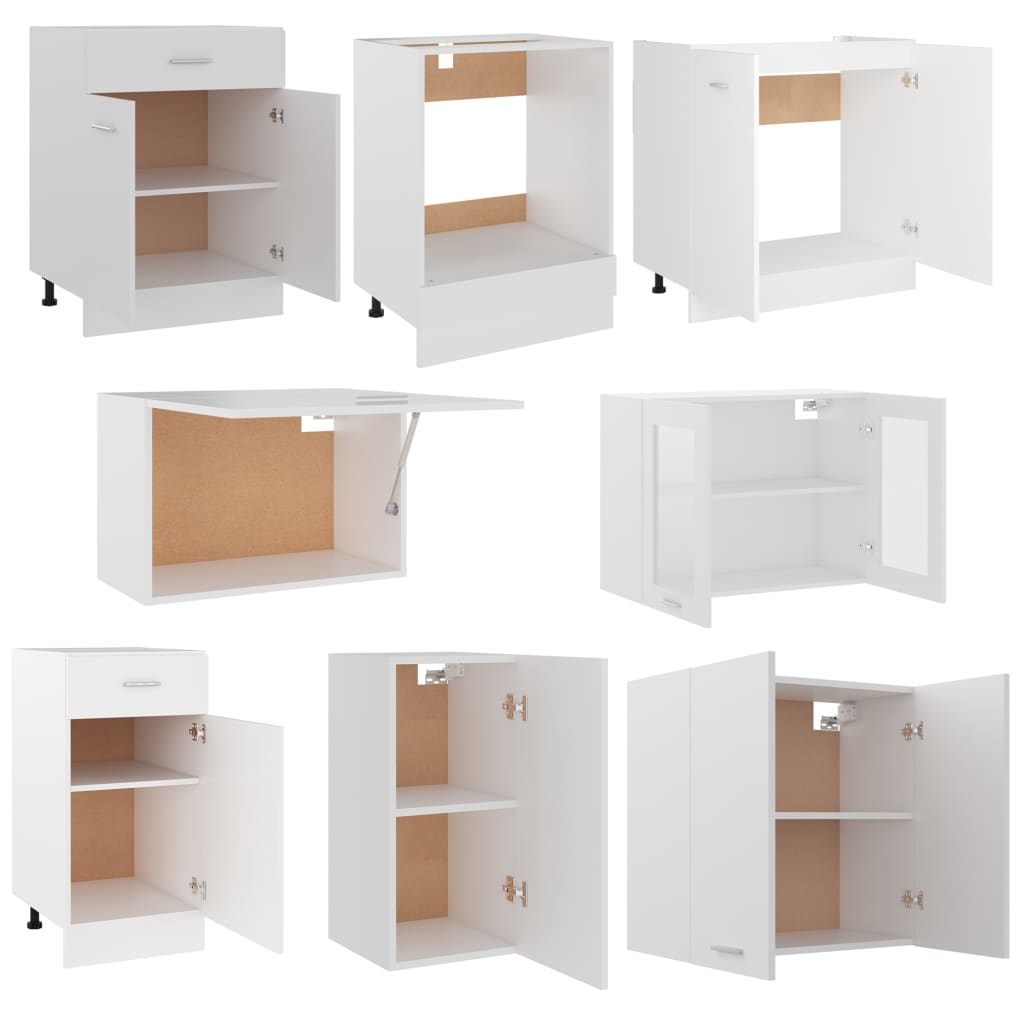 Set Armadi da Cucina 8 pz Bianco in Legno Multistrato - homemem39