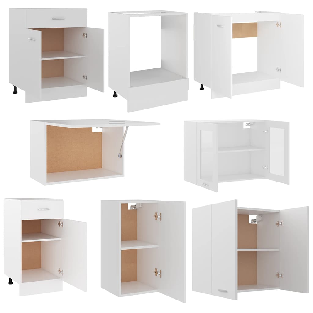 Set Armadi da Cucina 8 pz Lyon Bianco in Legno Multistrato | homemem39