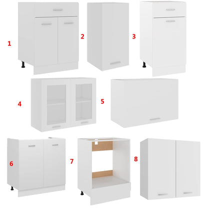 Set Armadi da Cucina 8 pz Bianco in Legno Multistrato - homemem39