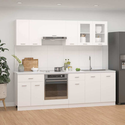 Set Armadi da Cucina 8 pz Lyon Bianco in Legno Multistrato