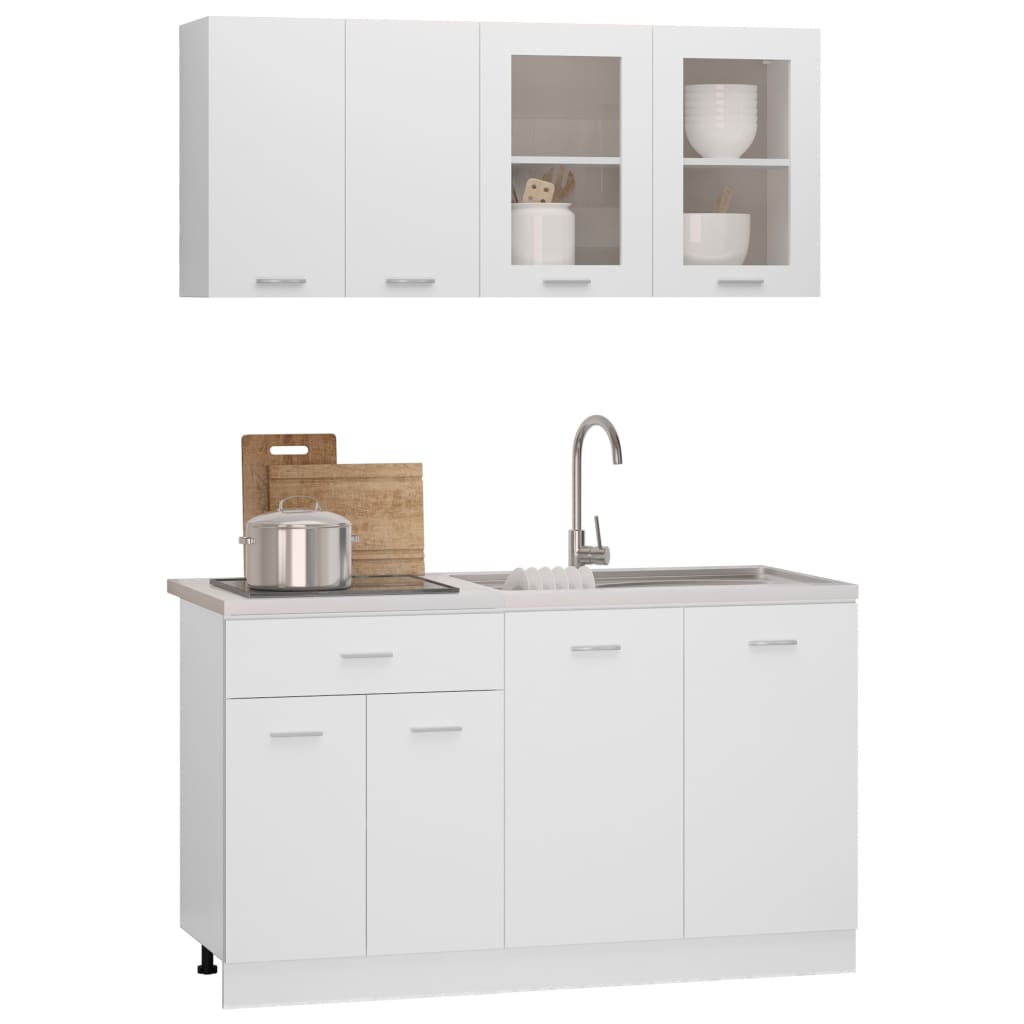 Set Armadi da Cucina 4 pz Lyon Bianco in Truciolato