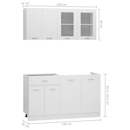 Set Armadi da Cucina 4 pz Lyon Bianco in Truciolato