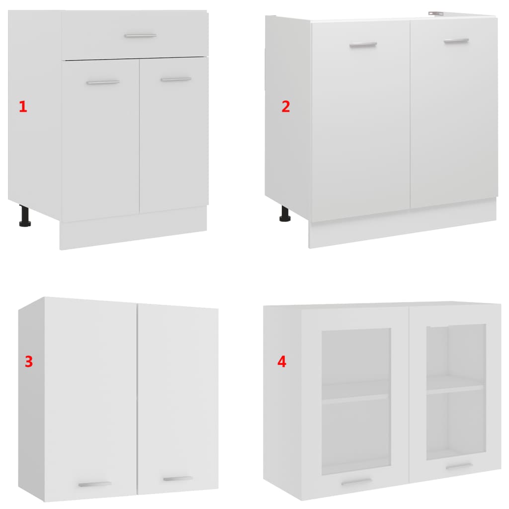 Set Armadi da Cucina 4 pz Lyon Bianco in Truciolato