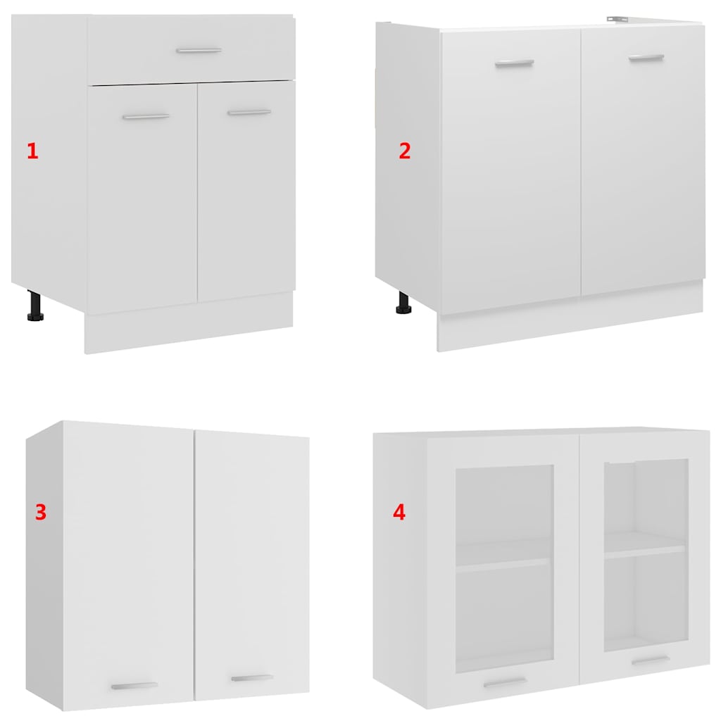 Set Armadi da Cucina 4 pz Lyon Bianco in Truciolato