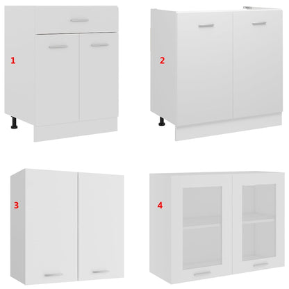 Set Armadi da Cucina 4 pz Lyon Bianco in Truciolato