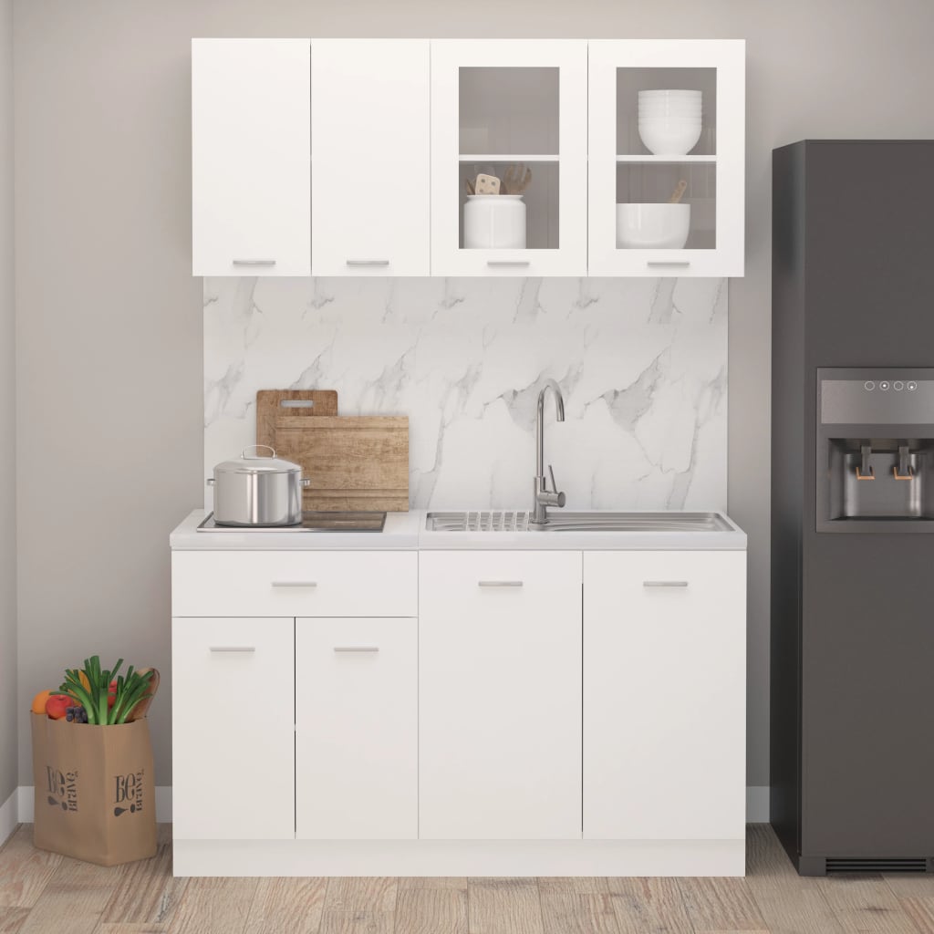 Set Armadi da Cucina 4 pz Lyon Bianco in Truciolato