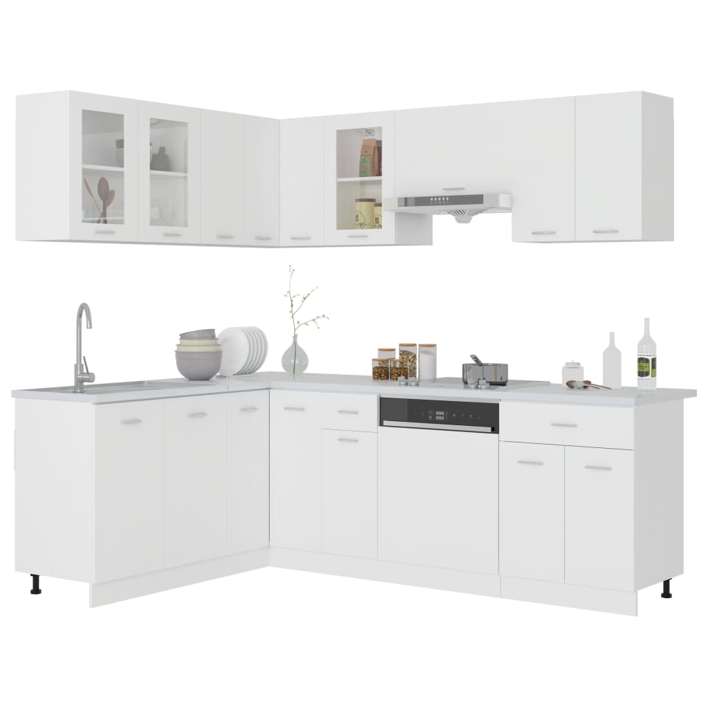 Set Armadi da Cucina 11 pz Lyon Bianco in Truciolato