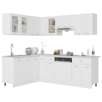 Set Armadi da Cucina 11 pz Lyon Bianco in Truciolato