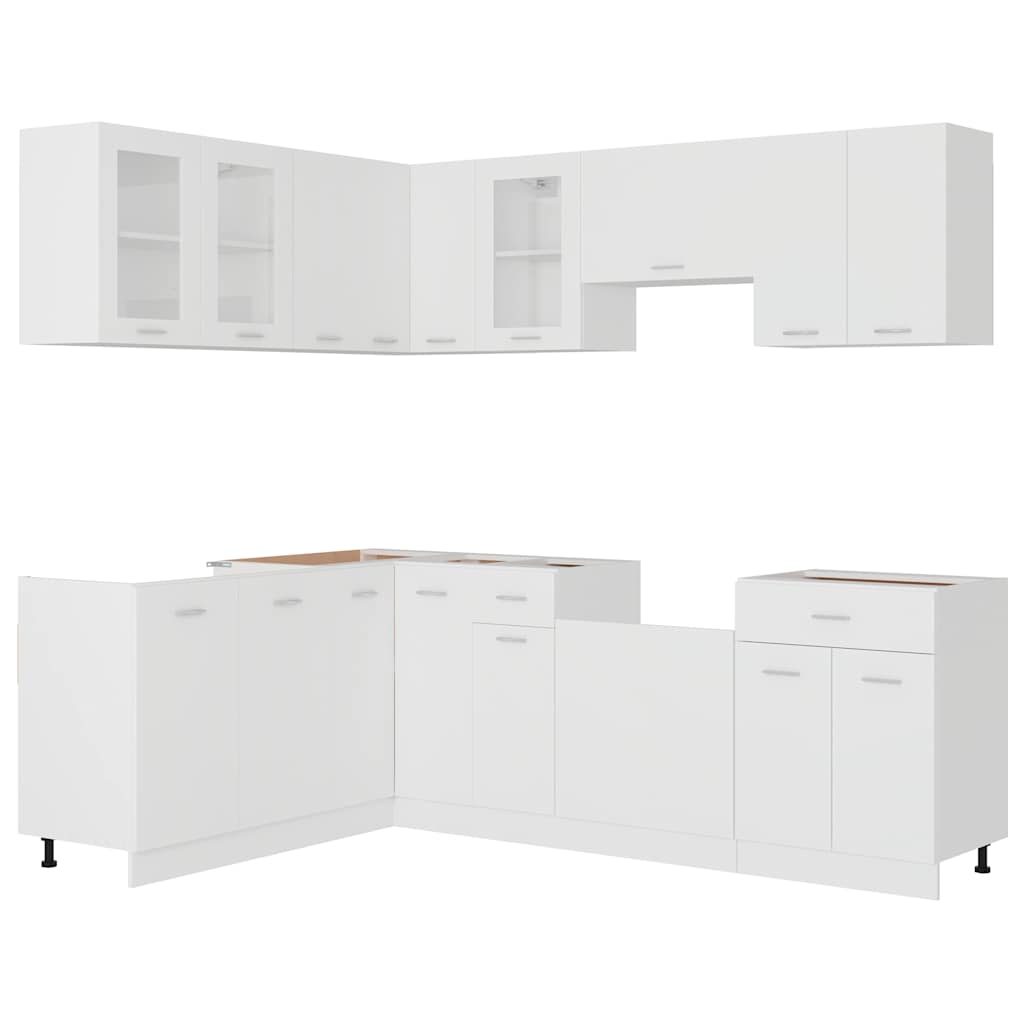 Set Armadi da Cucina 11 pz Lyon Bianco in Truciolato