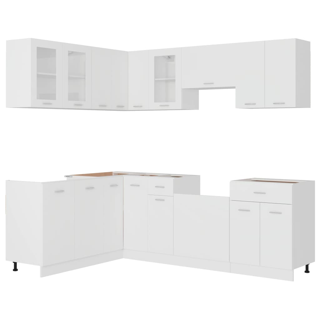 Set Armadi da Cucina 11 pz Lyon Bianco in Truciolato