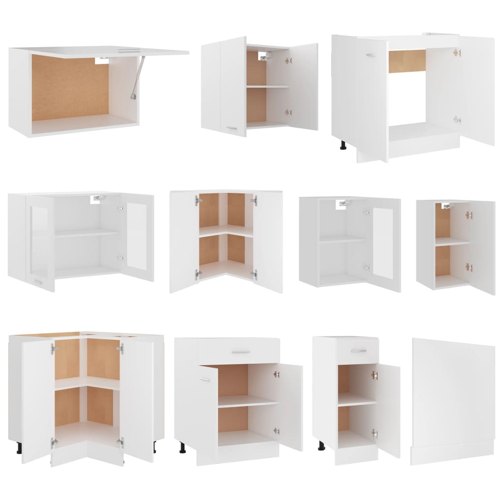 Set Armadi da Cucina 11 pz Lyon Bianco in Truciolato