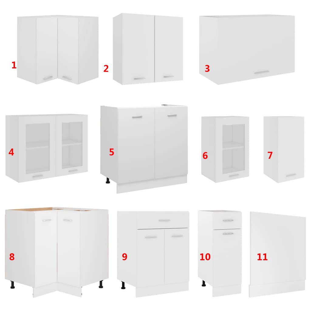 Set Armadi da Cucina 11 pz Lyon Bianco in Truciolato