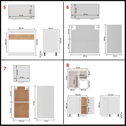 Set Armadi da Cucina 11 pz Lyon Bianco in Truciolato