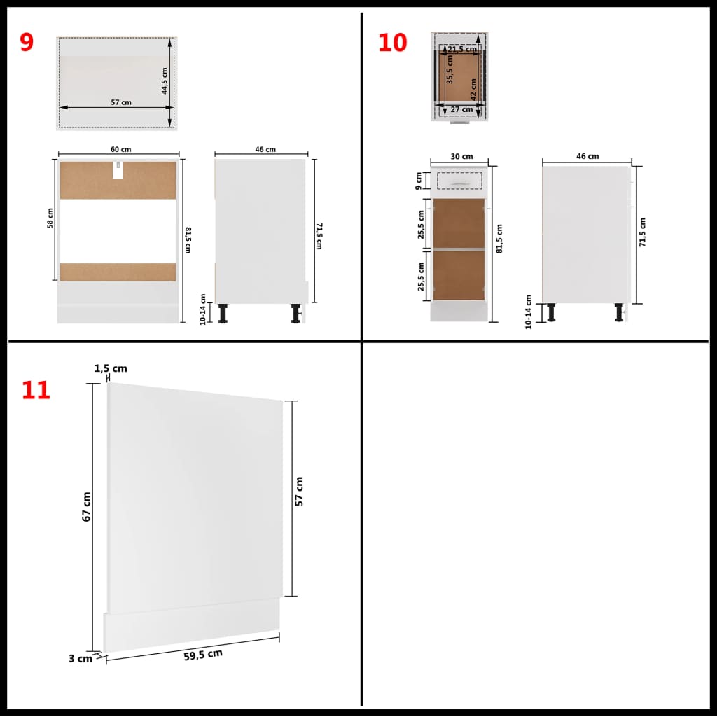 Set Armadi da Cucina 11 pz Lyon Bianco in Truciolato