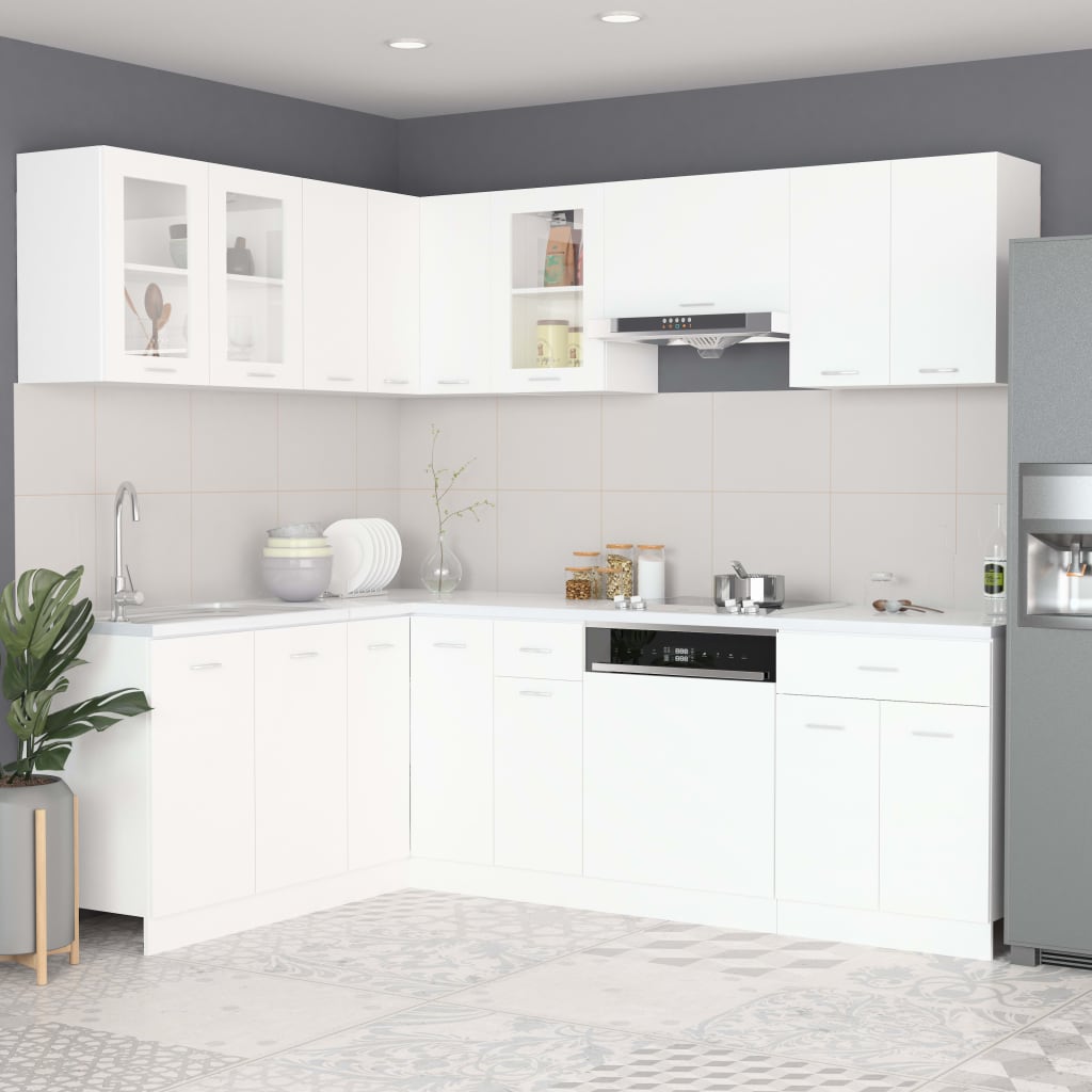 Set Armadi da Cucina 11 pz Lyon Bianco in Truciolato