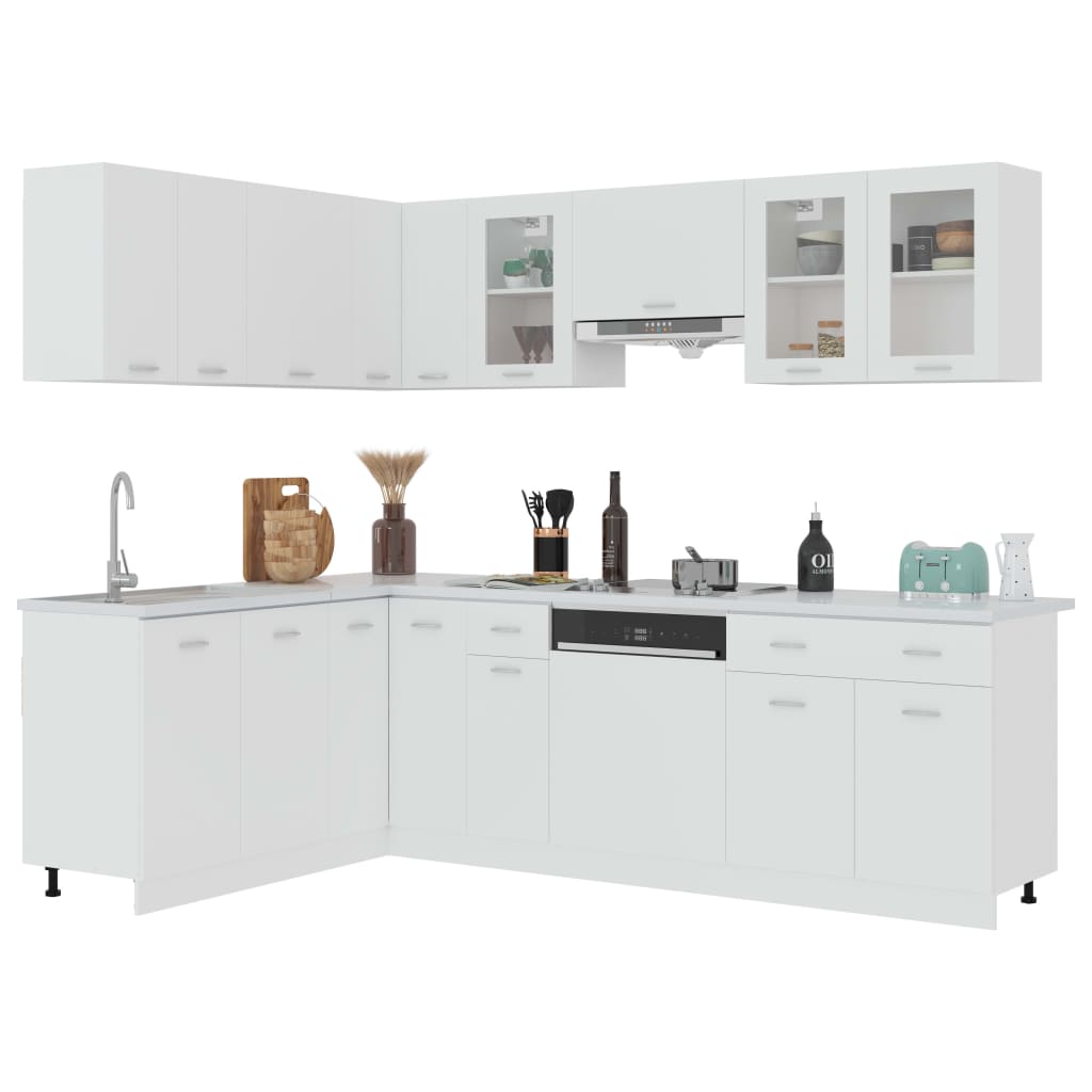Set Armadi da Cucina 11 pz Lyon Bianco in Truciolato