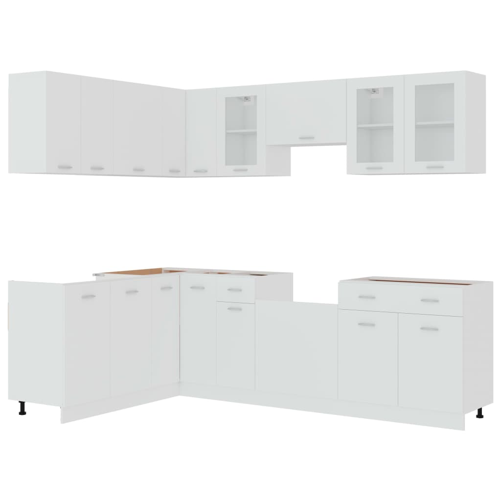 Set Armadi da Cucina 11 pz Lyon Bianco in Truciolato