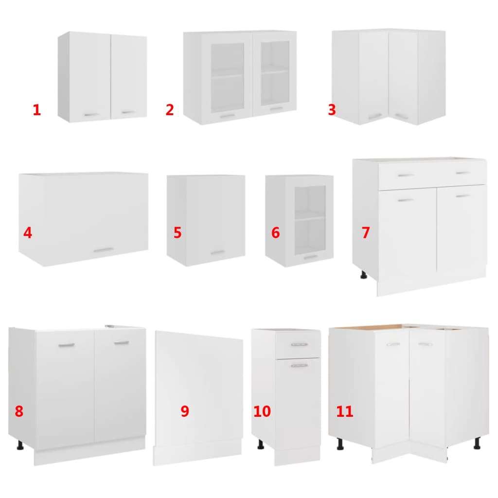 Set Armadi da Cucina 11 pz Lyon Bianco in Truciolato
