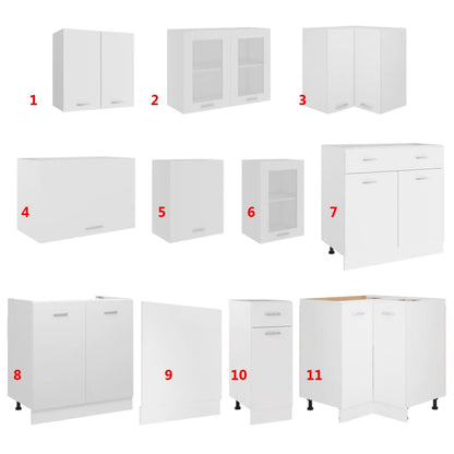 Set Armadi da Cucina 11 pz Lyon Bianco in Truciolato