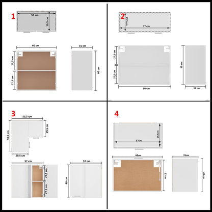 Set Armadi da Cucina 11 pz Lyon Bianco in Truciolato