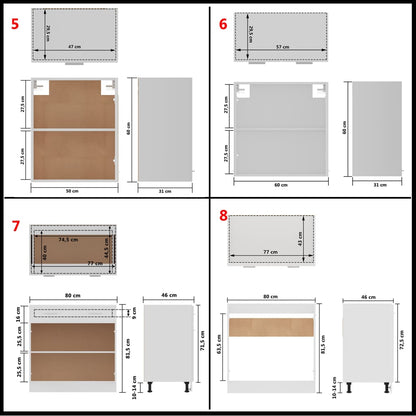 Set Armadi da Cucina 11 pz Lyon Bianco in Truciolato