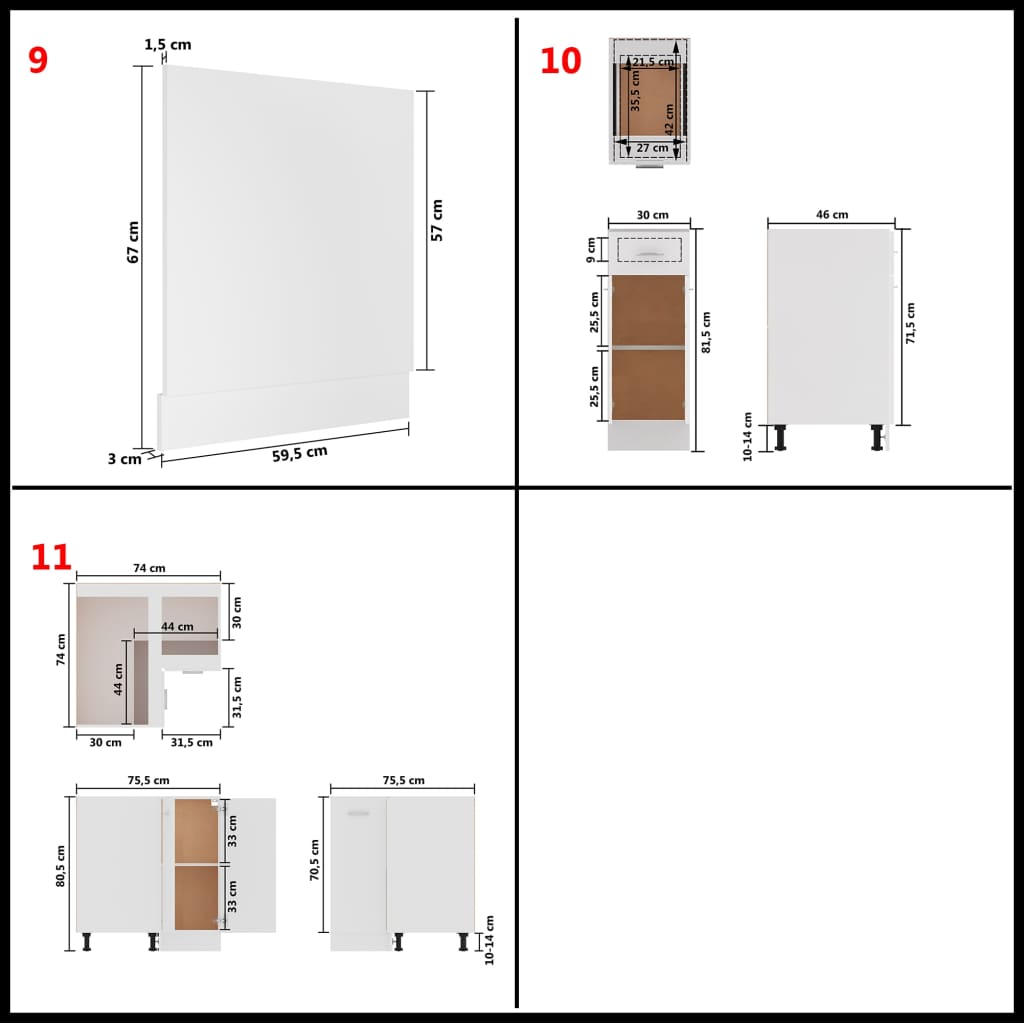 Set Armadi da Cucina 11 pz Lyon Bianco in Truciolato