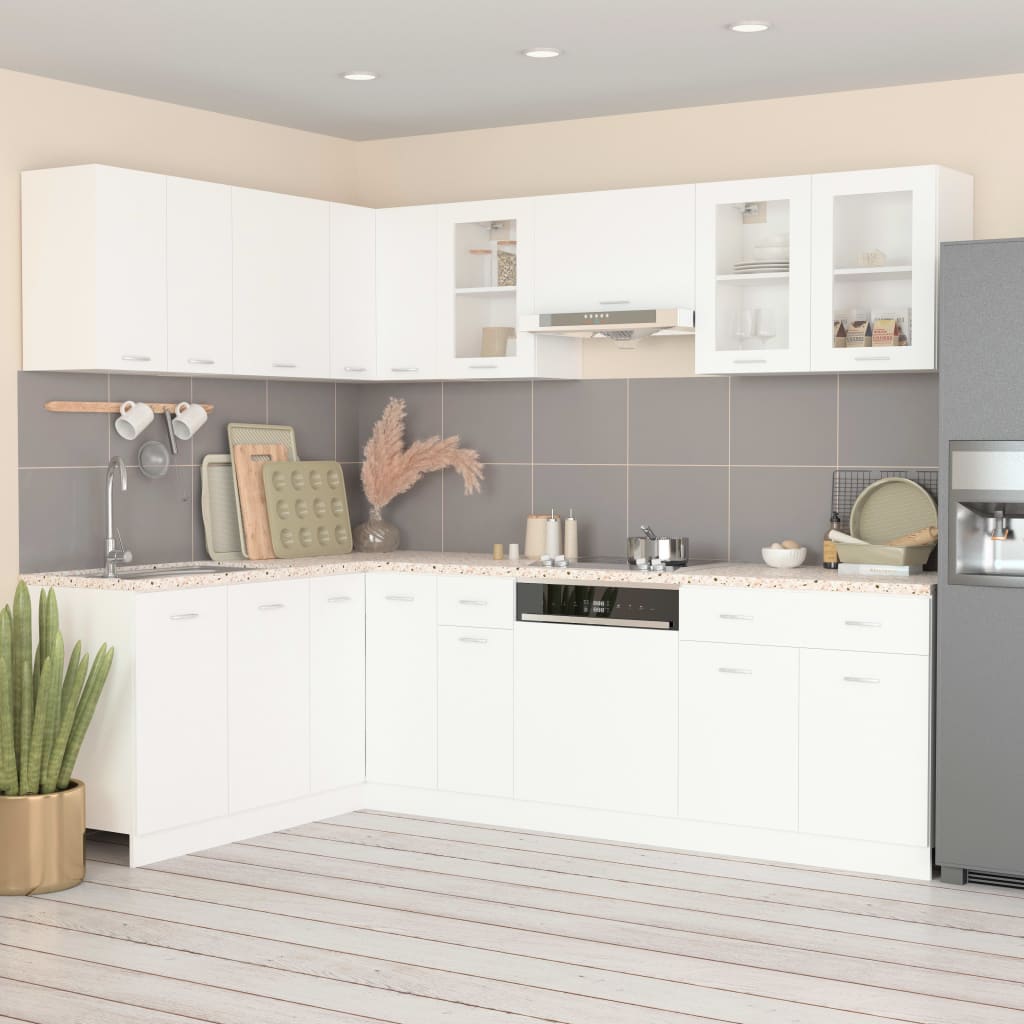 Set Armadi da Cucina 11 pz Lyon Bianco in Truciolato
