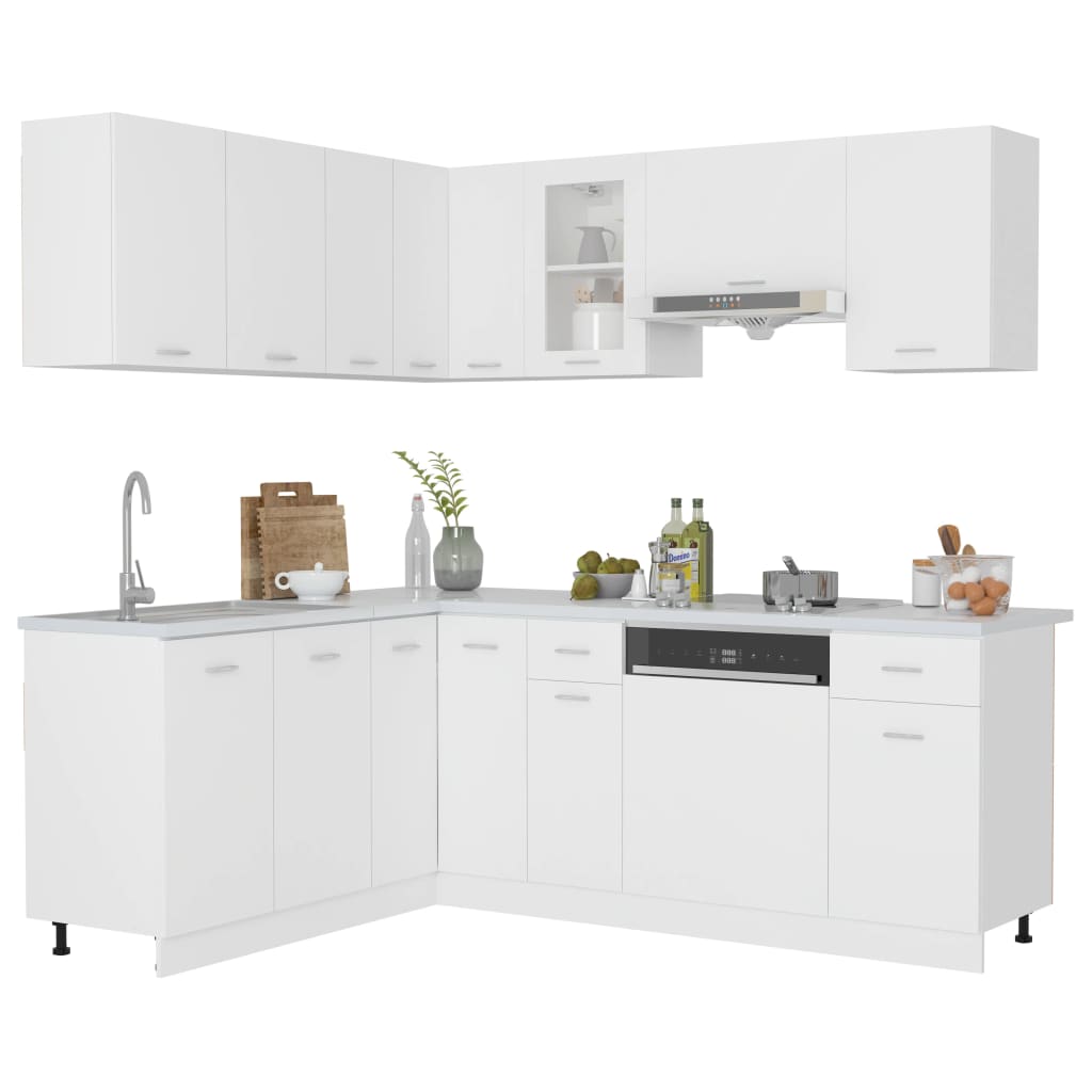Set Armadi da Cucina 11 pz Lyon Bianco in Truciolato