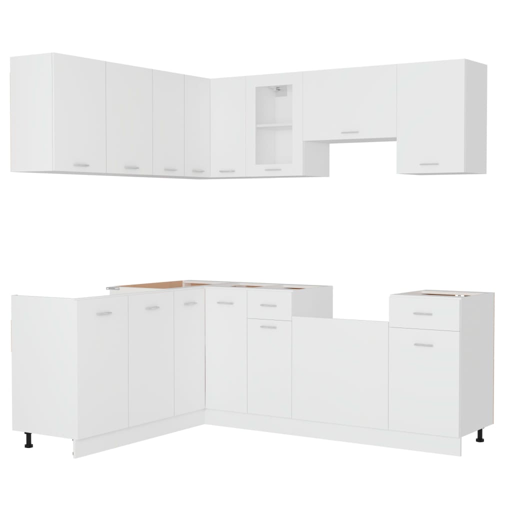 Set Armadi da Cucina 11 pz Lyon Bianco in Truciolato
