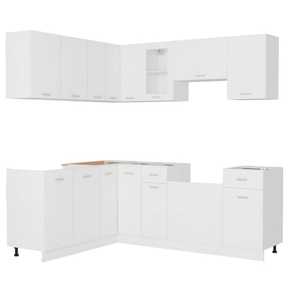 Set Armadi da Cucina 11 pz Lyon Bianco in Truciolato