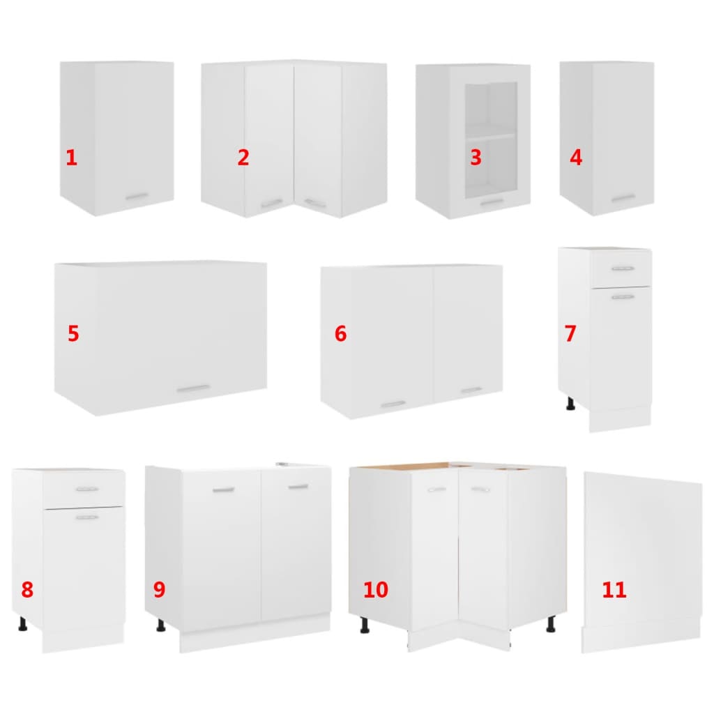 Set Armadi da Cucina 11 pz Lyon Bianco in Truciolato