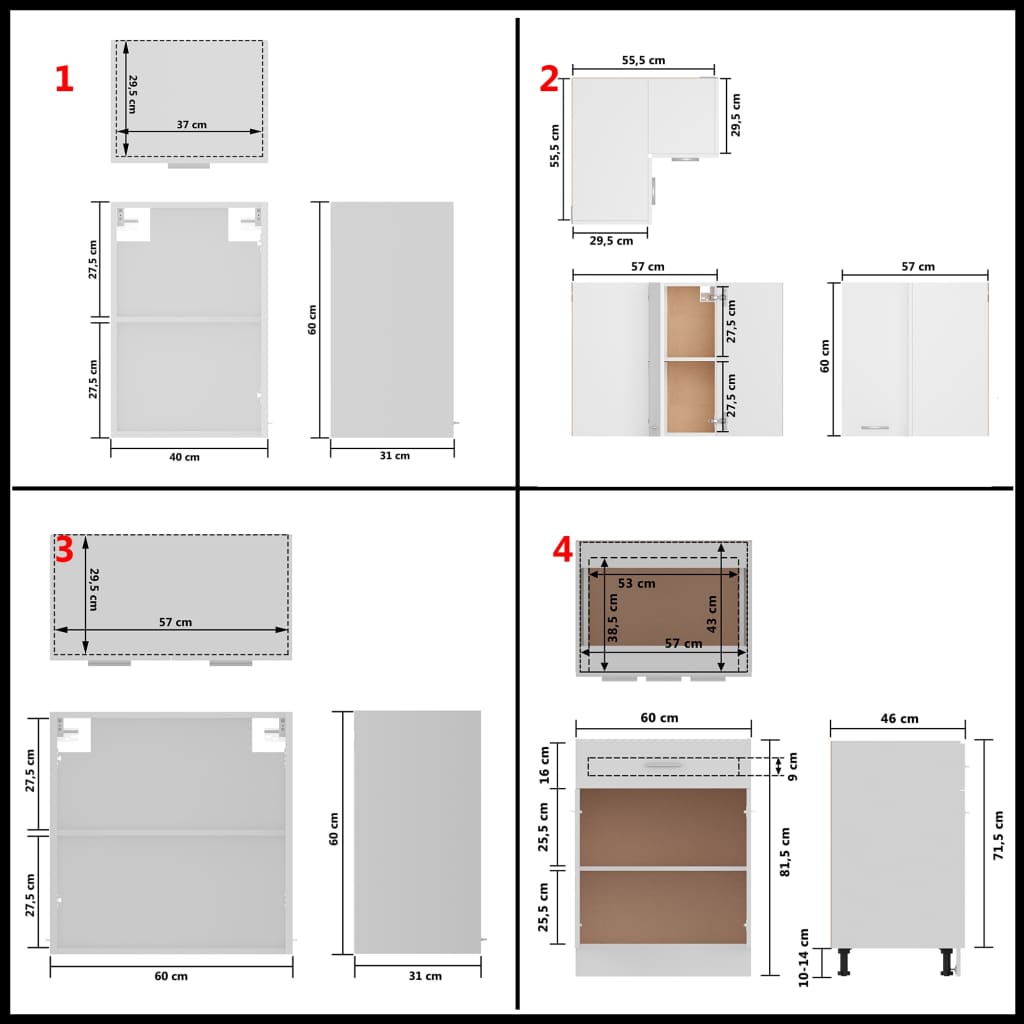 Set Armadi da Cucina 11 pz Lyon Bianco in Truciolato