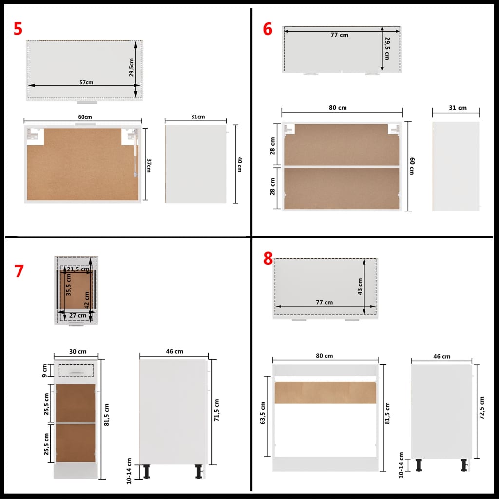 Set Armadi da Cucina 11 pz Lyon Bianco in Truciolato