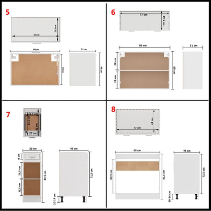 Set Armadi da Cucina 11 pz Lyon Bianco in Truciolato