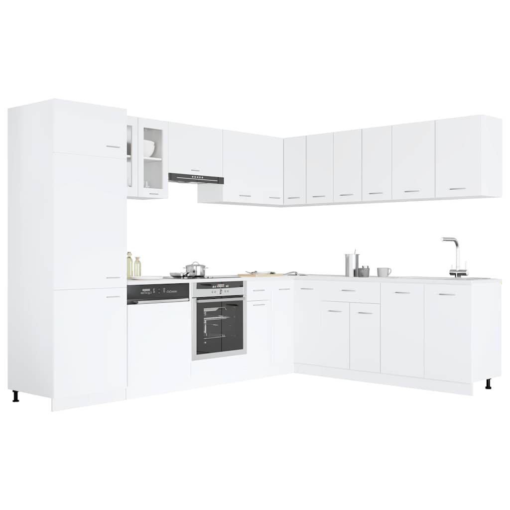 Set Armadi da Cucina 14 pz Lyon Bianco in Truciolato