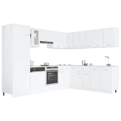 Set Armadi da Cucina 14 pz Lyon Bianco in Truciolato