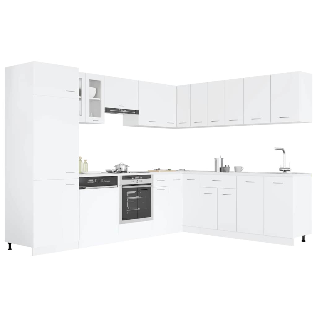 Set Armadi da Cucina 14 pz Lyon Bianco in Truciolato