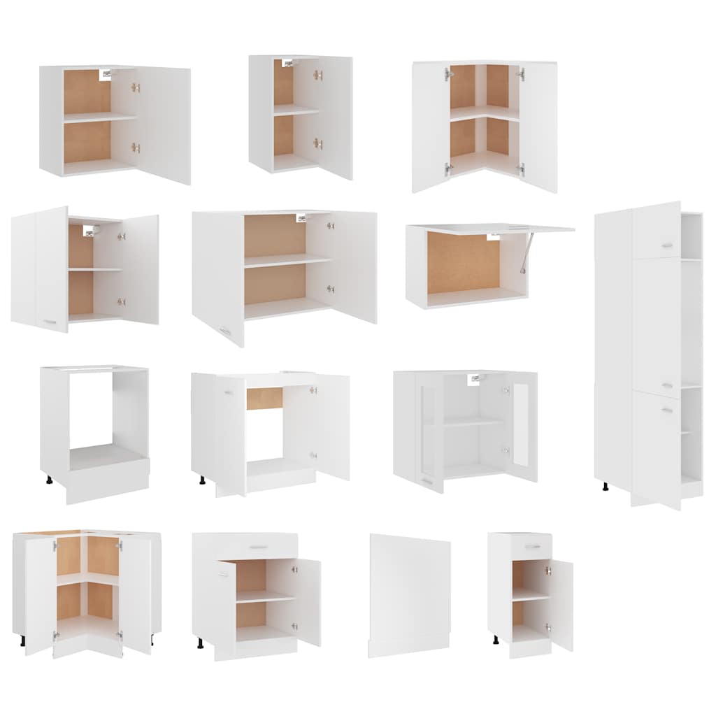 Set Armadi da Cucina 14 pz Lyon Bianco in Truciolato