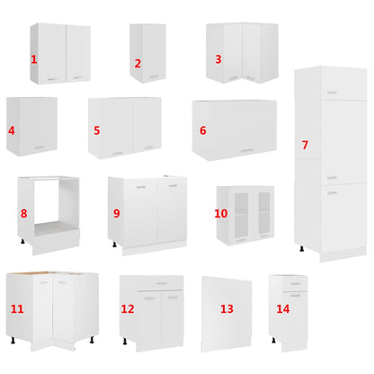 Set Armadi da Cucina 14 pz Lyon Bianco in Truciolato