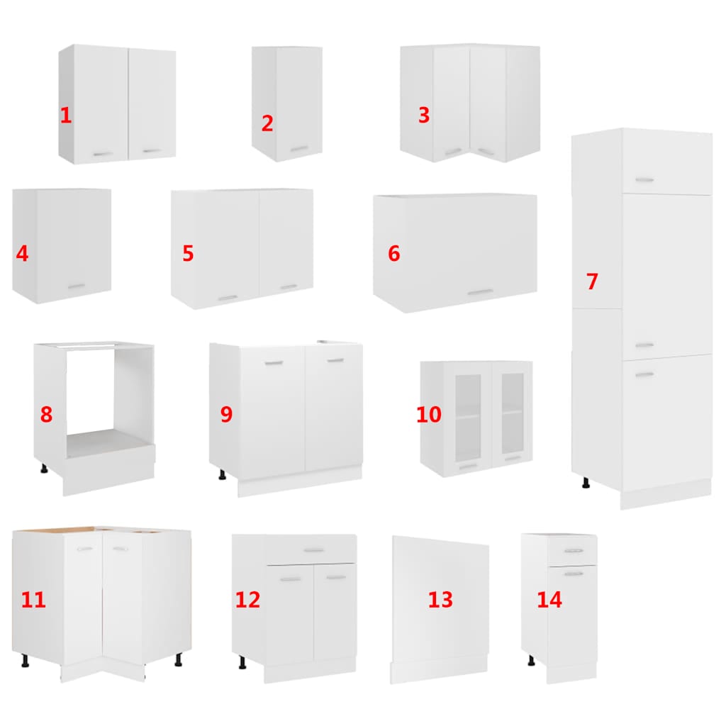 Set Armadi da Cucina 14 pz Lyon Bianco in Truciolato