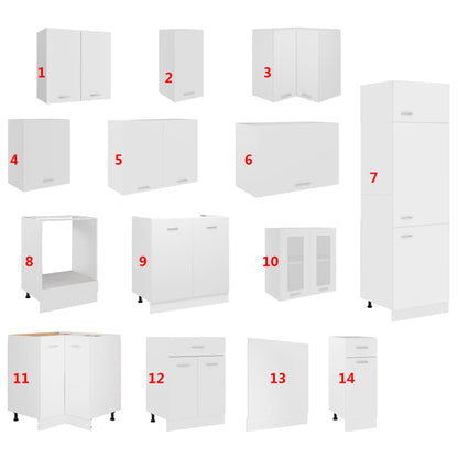 Set Armadi da Cucina 14 pz Lyon Bianco in Truciolato