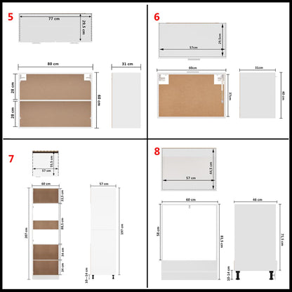 Set Armadi da Cucina 14 pz Lyon Bianco in Truciolato