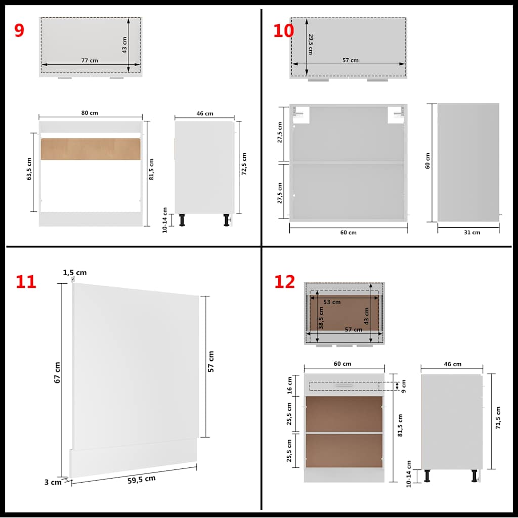 Set Armadi da Cucina 14 pz Lyon Bianco in Truciolato