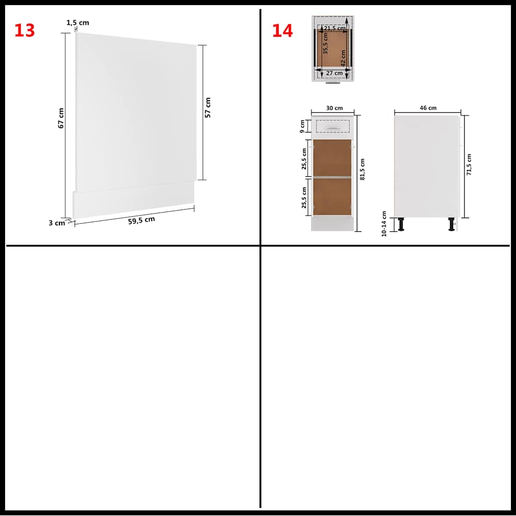Set Armadi da Cucina 14 pz Lyon Bianco in Truciolato
