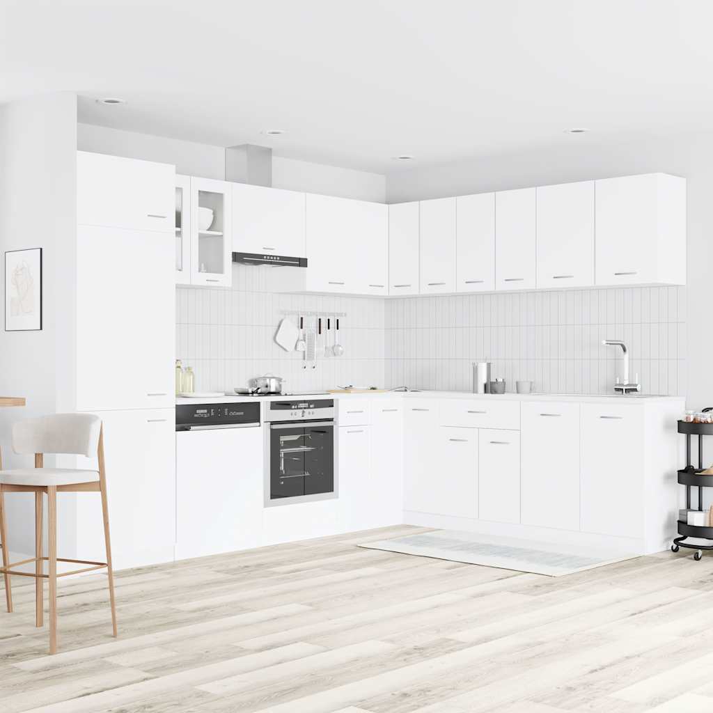 Set Armadi da Cucina 14 pz Lyon Bianco in Truciolato