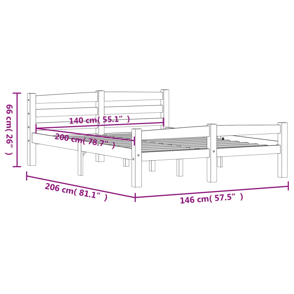 Giroletto senza Materasso 140x200 cm in Legno Massello di Pino