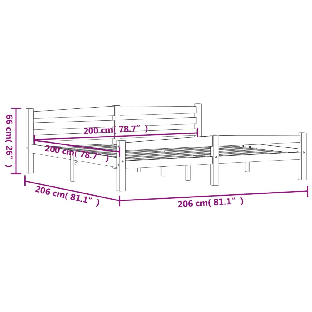 Giroletto senza Materasso Grigio Scuro 200x200 cm Legno Pino | homemem39