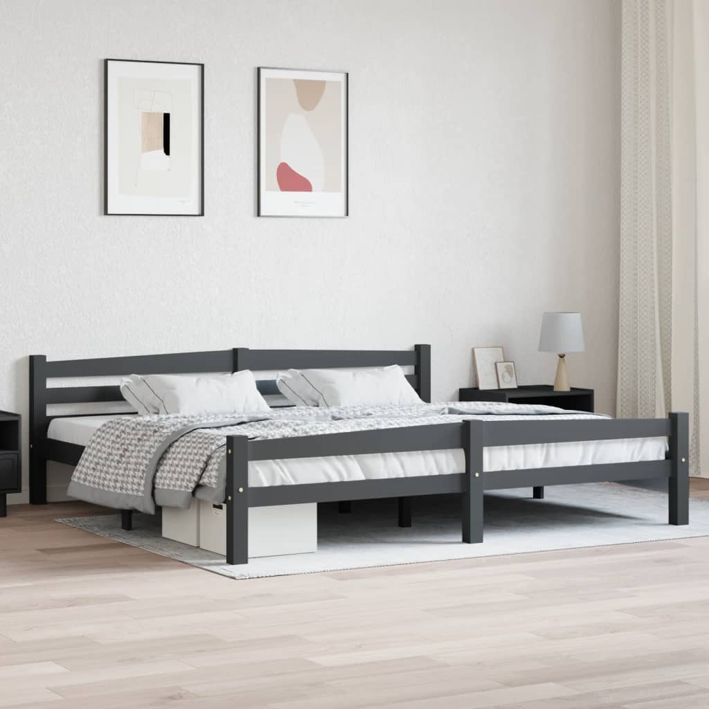 Giroletto senza Materasso Grigio Scuro 200x200 cm Legno Pino | homemem39