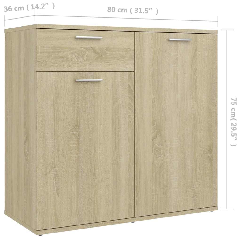 Credenza Rovere Sonoma 80x36x75 cm in Legno Multistrato - homemem39